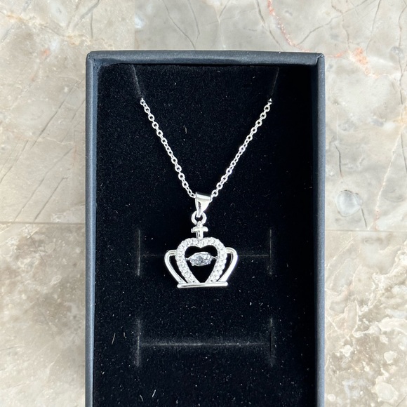 Necklace for Women Sterling Silver S925 Crown Pendant Cubic Zirconia - Picture 2 of 2